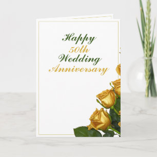 Carte Anniversaire du 50e Mariage Rose d'or chic