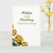 Carte Anniversaire du 50e Mariage Rose d'or élégant (Fleur jaune)