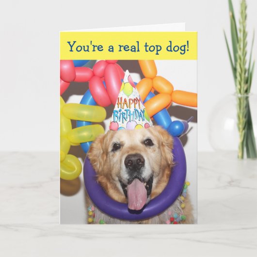 Carte Anniversaire du ballon Golden Retriever (Devant)