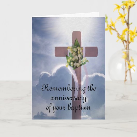 Carte Anniversaire du baptême (Fleur jaune)