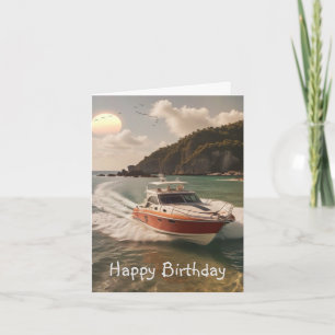 Carte Anniversaire du bateau à moteur