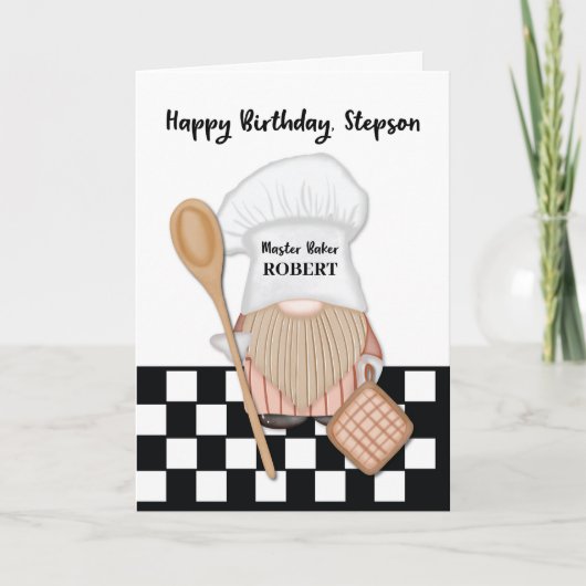 Carte Anniversaire du beau-fils Gnome Boulanger Pâtissie (Devant)