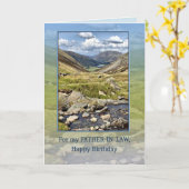Carte Anniversaire du beau-père avec un paysage de monta (Fleur jaune)