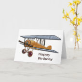 Carte Anniversaire du Biplane en bois (Fleur jaune)
