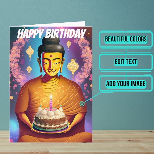 Carte Anniversaire du Bouddha d'or et de pourpre
