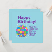 Carte Anniversaire du boule Disco (Devant/Arrière en situation)