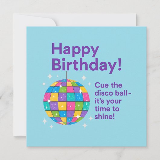 Carte Anniversaire du boule Disco (Devant)