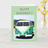 Carte Anniversaire du bus classique (Fleur jaune)