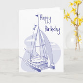 Carte Anniversaire du Catamaran (Fleur jaune)