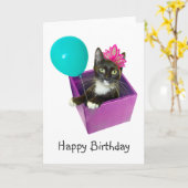 Carte Anniversaire du chat de Tuxedo (Fleur jaune)