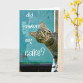 Carte Anniversaire Du Chat, Drôle, Quelqu'Un A Dit Cake (Fleur jaune)