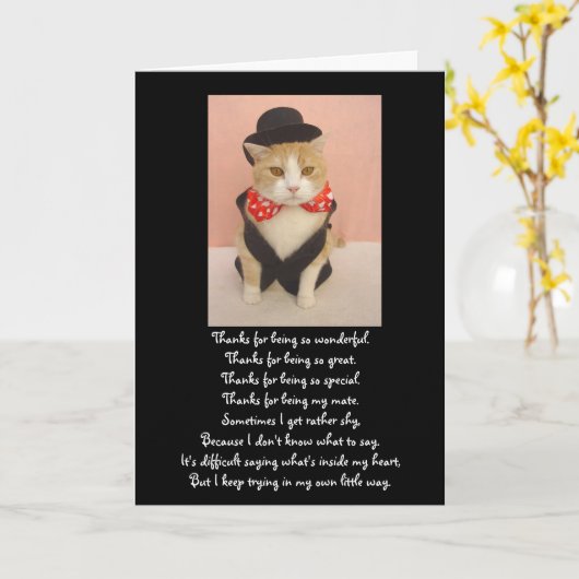 Carte Anniversaire du chat mignon (Fleur jaune)