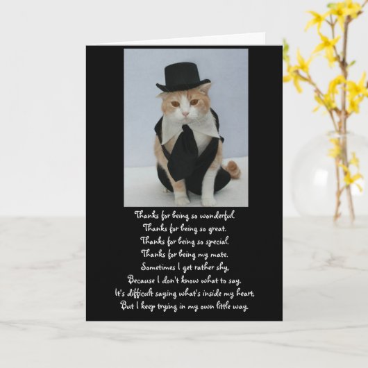 Carte Anniversaire du chat mignon (Fleur jaune)