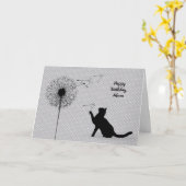 Carte Anniversaire du chat noir et du pissenlit (Fleur jaune)
