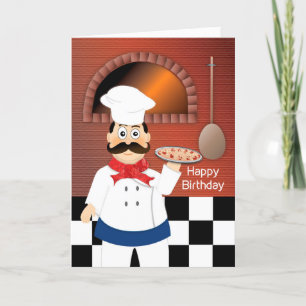 Carte Anniversaire du chef italien cuisiner de la pizza 