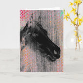 Carte Anniversaire du Cheval Noir (Fleur jaune)