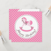 Carte Anniversaire du Cheval Rosé (Devant/Arrière en situation)