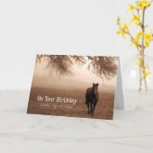 Carte Anniversaire du Cheval Séphia Toned (Fleur jaune)