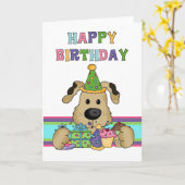 Carte Anniversaire du chien (Fleur jaune)