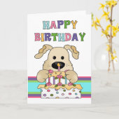 Carte Anniversaire du chien (Fleur jaune)