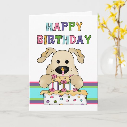 Carte Anniversaire du chien (Fleur jaune)