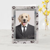 Carte Anniversaire du chien (Fleur jaune)