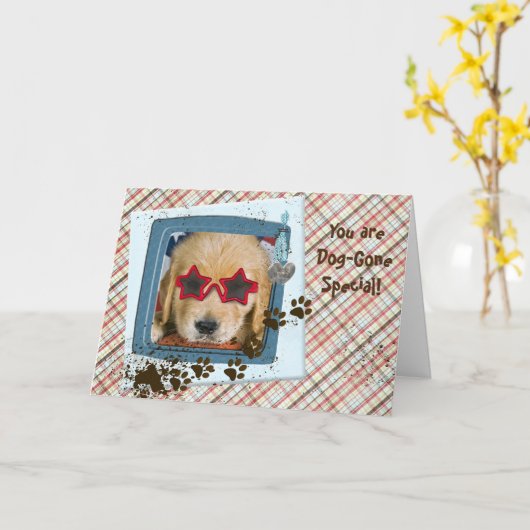 Carte Anniversaire du chien (Fleur jaune)