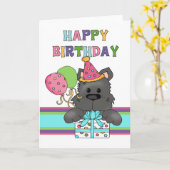 Carte Anniversaire du chien (Fleur jaune)