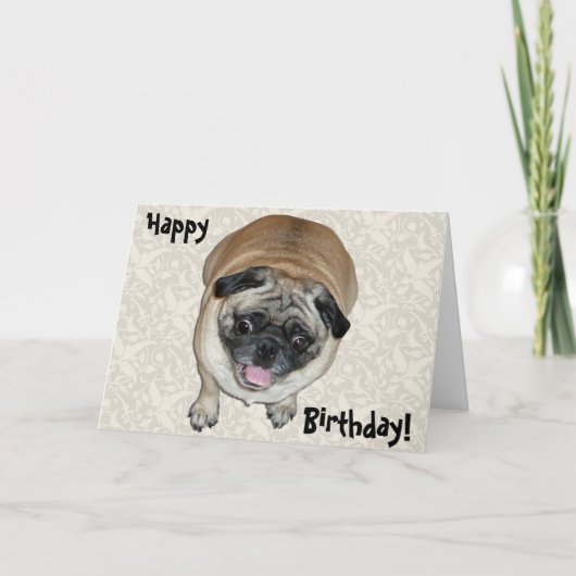 Carte Anniversaire du chien de Carlin mignon (Devant)