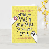 Carte Anniversaire du chien , Lève les pattes dans les a (Fleur jaune)