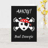 Carte Anniversaire du chien pirate (Fleur jaune)