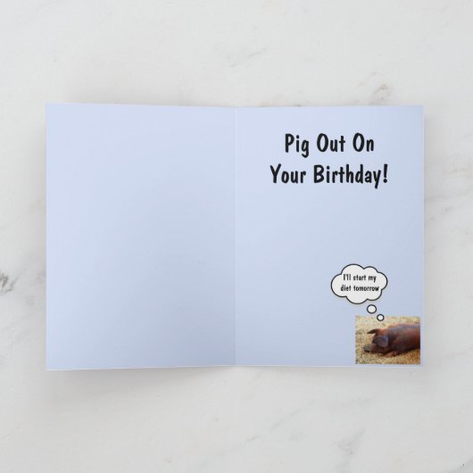 Carte Anniversaire du cochon (Intérieur)
