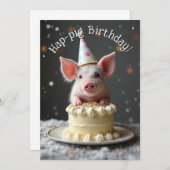 Carte Anniversaire du cochon de Hap (Devant / Derrière)