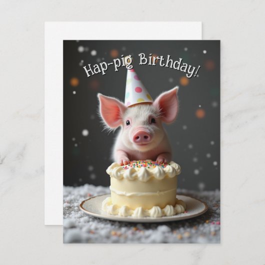 Carte Anniversaire du cochon de Hap (Devant / Derrière)