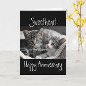 Carte Anniversaire du coeur du coeur du coeur du chat an (Fleur jaune)