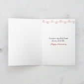 Carte Anniversaire du coeur rouge sur une fourche (Intérieur)
