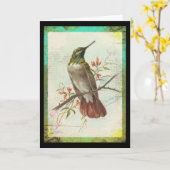 Carte Anniversaire du colibri vintage (Fleur jaune)