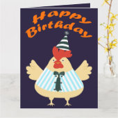 Carte Anniversaire du coq (Fleur jaune)