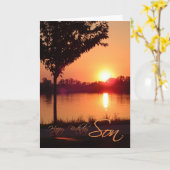 Carte Anniversaire du coucher du soleil pour son (Fleur jaune)