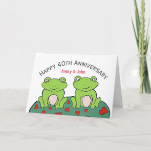 Carte anniversaire du couple de grenouilles 40e ma