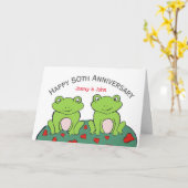 Carte anniversaire du couple de grenouilles 50e ma (Fleur jaune)