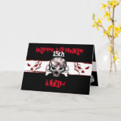 Carte Anniversaire du crâne noir et rouge (Fleur jaune)