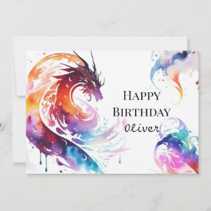 Carte Anniversaire du dragon Majestic coloré