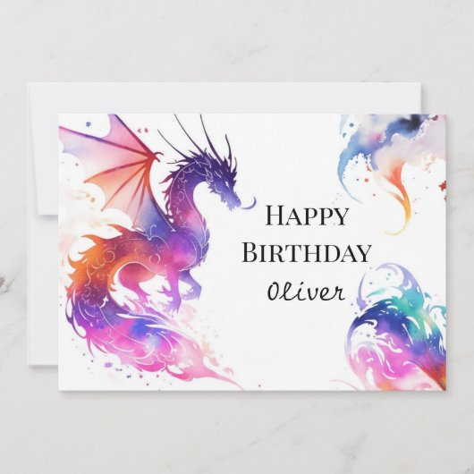 Carte Anniversaire du dragon mignon coloré (Devant)