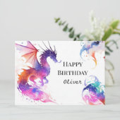 Carte Anniversaire du dragon mignon coloré (Debout devant)