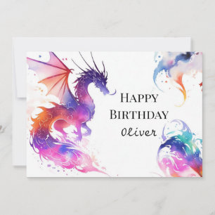 Carte Anniversaire du dragon mignon coloré