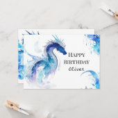 Carte Anniversaire du Dragon numérique mignon (Devant/Arrière en situation)