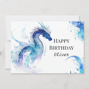 Carte Anniversaire du Dragon numérique mignon