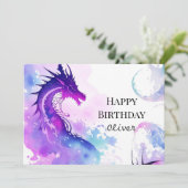 Carte Anniversaire du Dragon Personnalisé Moderne (Debout devant)