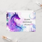 Carte Anniversaire du Dragon Personnalisé Moderne (Devant/Arrière en situation)